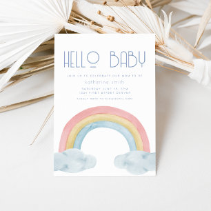 Watercolor Rainbow Baby Shower Party Invitation