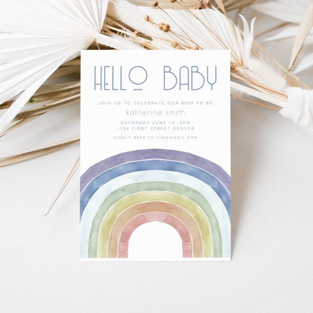 Watercolor Rainbow Baby Shower Party Invitation (Creator Uploaded)