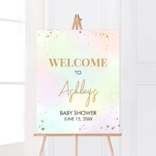 Watercolor Rainbow Baby Shower Welcome Poster