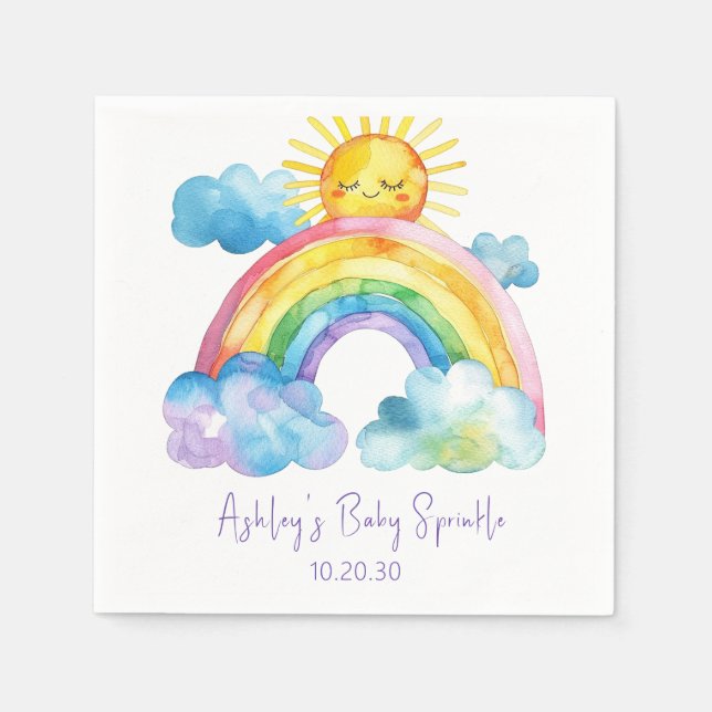 Watercolor Rainbow Baby Sprinkle Napkin (Front)