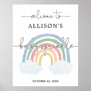 Watercolor rainbow baby sprinkle welcome sign