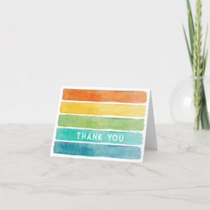 Watercolor Rainbow Bands Personalised  Thank You Card