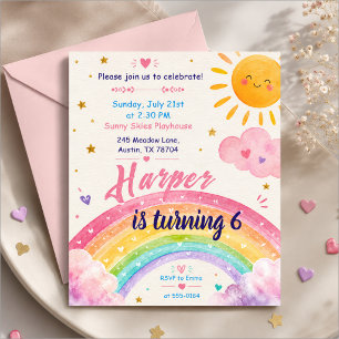 Watercolor Rainbow Birthday Invite