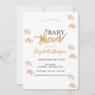 Watercolor Rainbow Boho Flowers Baby Shower  Invitation