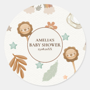 Watercolor Rainbow Boho Gender Neutral Baby Shower Classic Round Sticker
