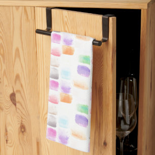 Watercolor Rainbow Brush Hand Painted Strokes Tea Towel