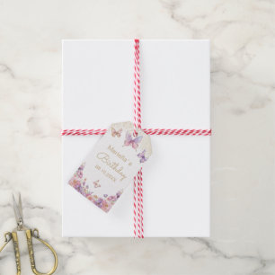 Watercolor rainbow butterfly floral baby shower Gift Tags