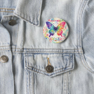 Watercolor Rainbow Butterfly "Love is Love" 6 Cm Round Badge