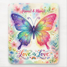 Watercolor Rainbow Butterfly "Love is Love"
