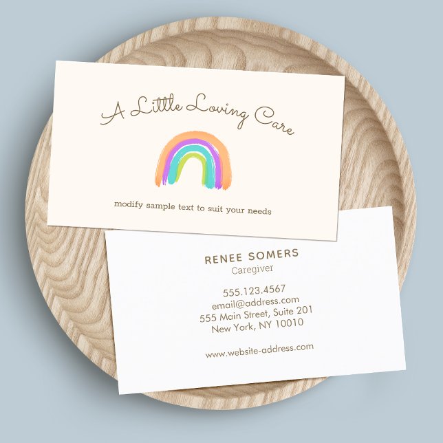 Watercolor Rainbow Caregiver  Business Card (Creator Uploaded)