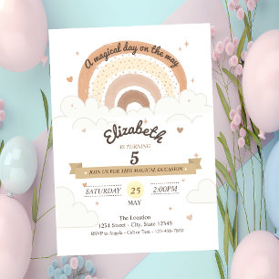 Watercolor Rainbow Clauds Birthday Invitation