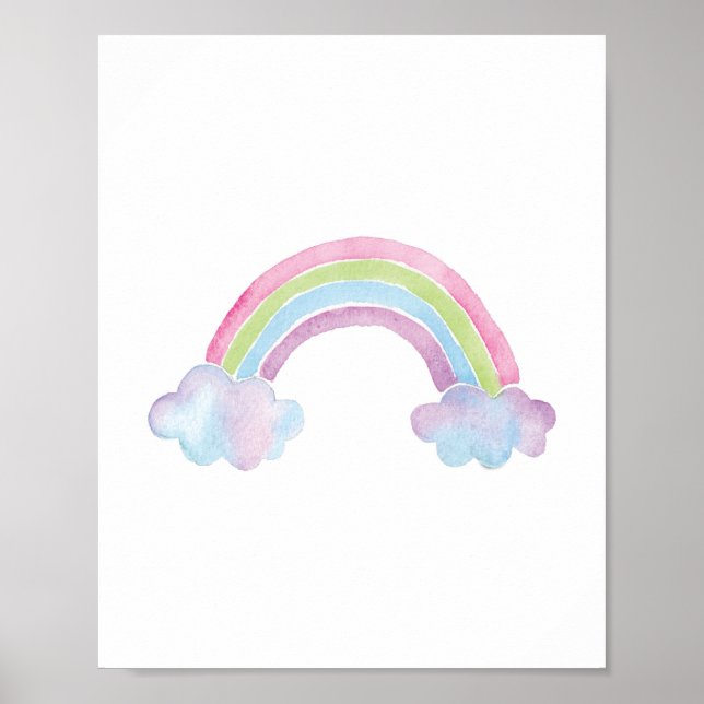 Watercolor Rainbow Cloud Baby Nursery Poster (Front)