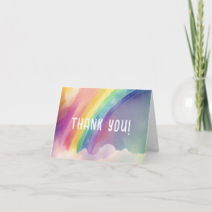 Watercolor Rainbow Clouds Thank You Card