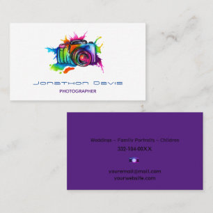Watercolor Rainbow Colour Photography Camera Business Card