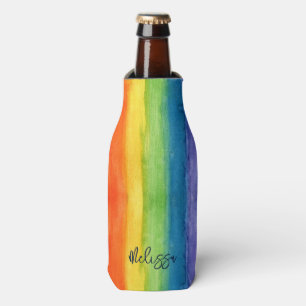 Watercolor Rainbow Colourful Personalised Modern Bottle Cooler