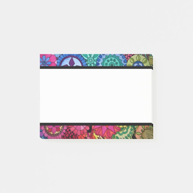 Watercolor Rainbow Colours Mandala Post-it Notes (Front)