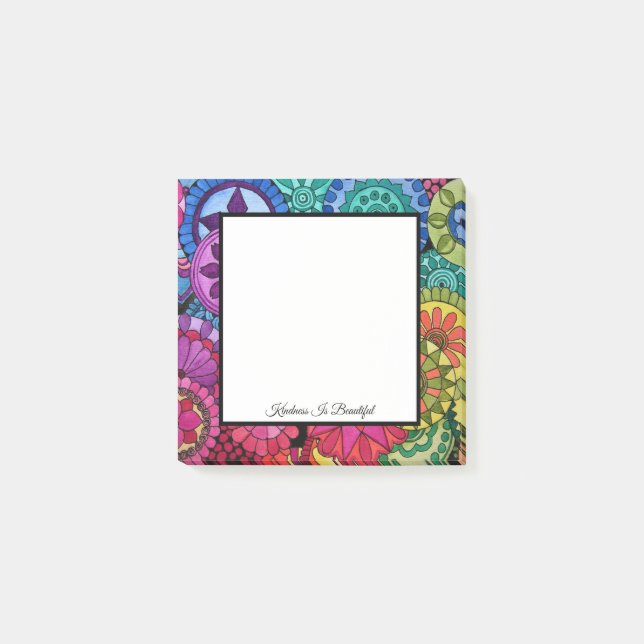 Watercolor Rainbow Colours Mandala Post-it Notes (Front)