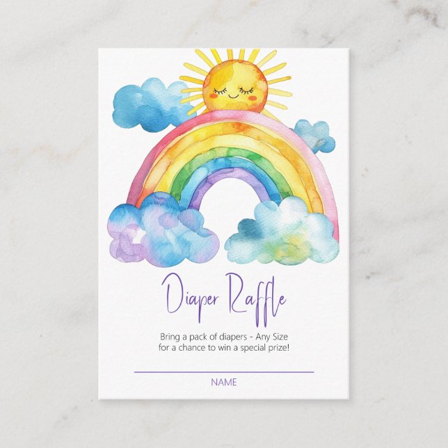 Watercolor Rainbow Diaper Raffle Enclosure Card (Front)