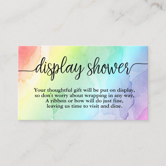 Watercolor Rainbow Display Shower Insert Card (Front)