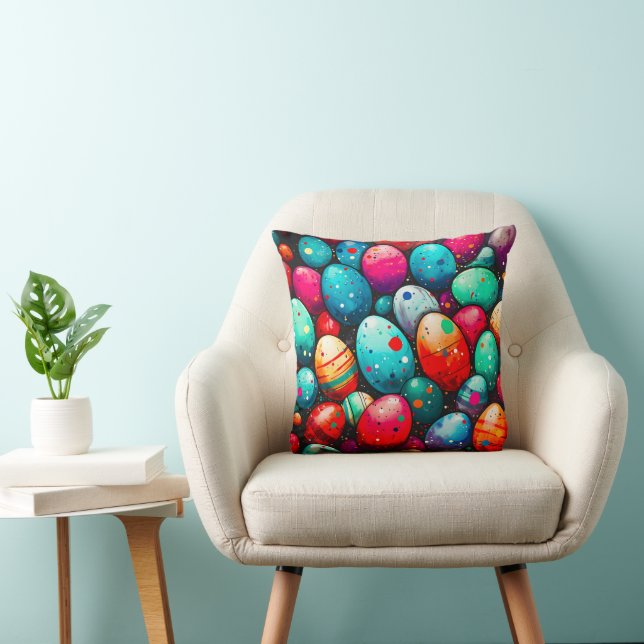 Watercolor Rainbow Easter Eggs Cushion (Chair)
