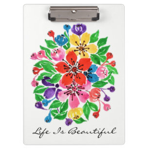 Watercolor Rainbow Flowers Clipboard