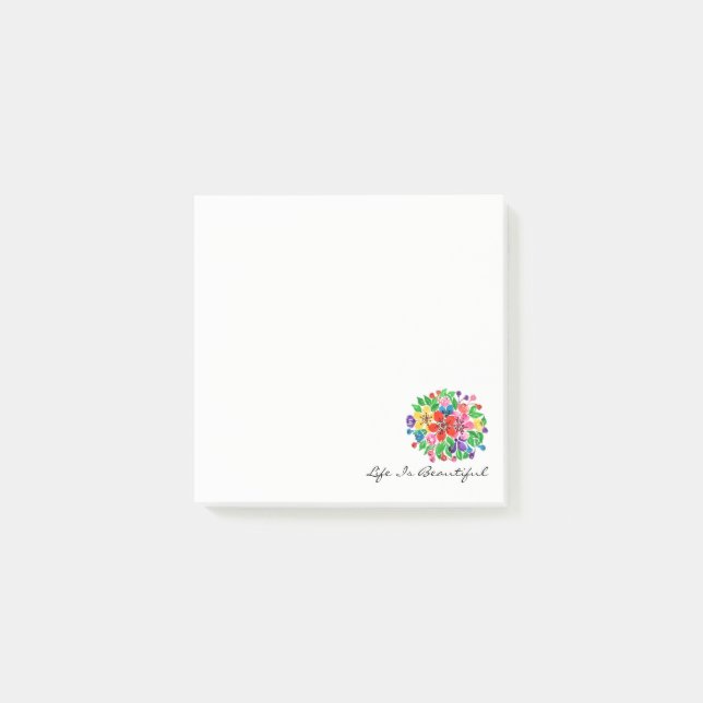 Watercolor Rainbow Flowers Post-it Notes (Front)