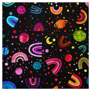 Watercolor Rainbow Galaxy Girls Colourful Fabric