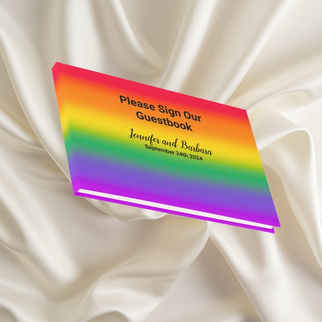 Watercolor Rainbow Gay Pride Wedding Guest Book (Creator Uploaded)