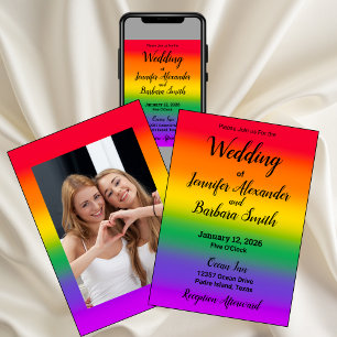 Watercolor Rainbow Gay Pride Wedding Invitation