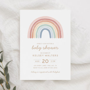 Watercolor Rainbow Gender Neutral Baby Shower Invi Invitation