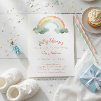 Watercolor Rainbow Gender Neutral Baby Shower Invitation