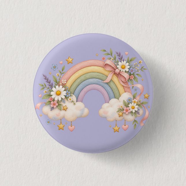 Watercolor Rainbow Gift – Charming Cloud 3 Cm Round Badge (Front)