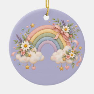 Watercolor Rainbow Gift – Charming Cloud Ceramic Ornament