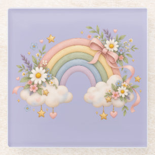 Watercolor Rainbow Gift – Charming Cloud Glass Coaster