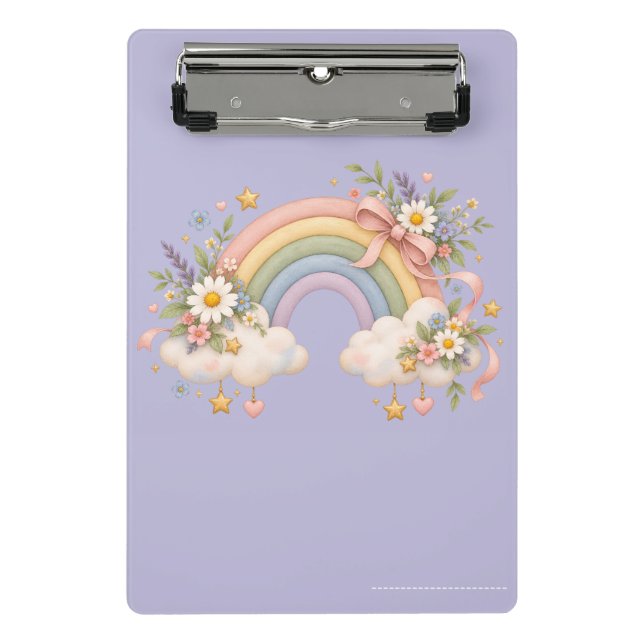 Watercolor Rainbow Gift – Charming Cloud Mini Clipboard (Front)