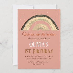 Watercolor Rainbow Girly First Birthday Boho  Invitation