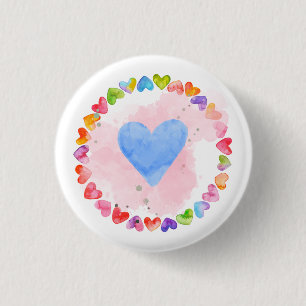 Watercolor Rainbow Heart Button