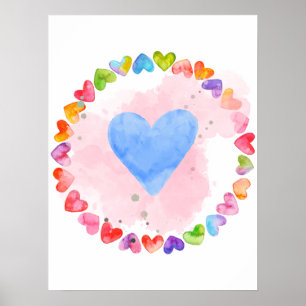 Watercolor Rainbow Heart Poster