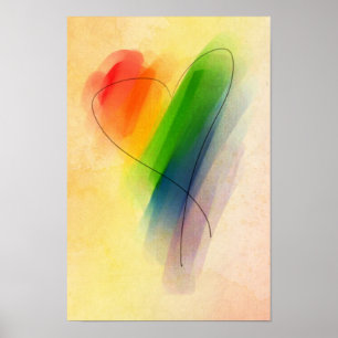 Watercolor Rainbow Heart Poster