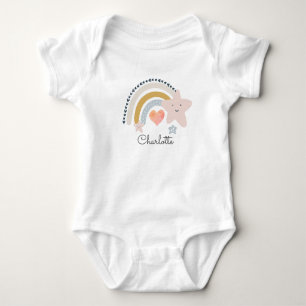 Watercolor Rainbow Heart Star Baby Bodysuit