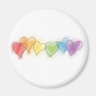 Watercolor Rainbow Hearts Magnet