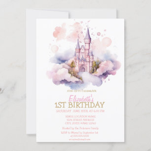 Watercolor Rainbow Hearts Striped Birthday   Invit Invitation