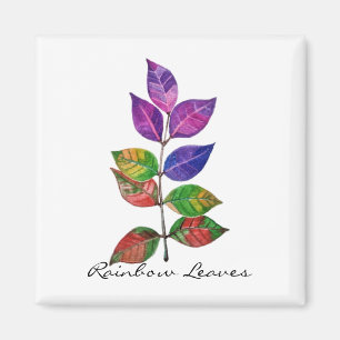 Watercolor Rainbow Leaves Magnet