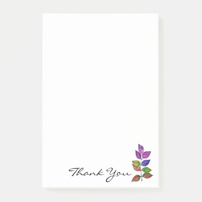 Watercolor Rainbow Leaves Post-it Notes (Front)