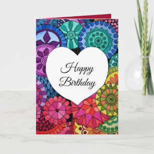 Watercolor Rainbow Mandala With Heart Card