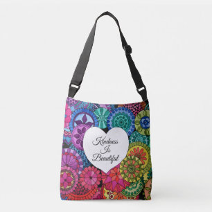 Watercolor Rainbow Mandala With Heart Crossbody Bag