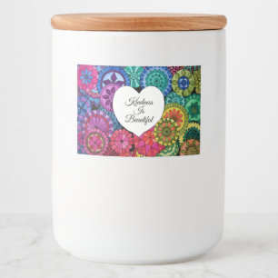 Watercolor Rainbow Mandala With Heart Food Label
