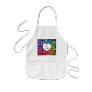 Watercolor Rainbow Mandala With Heart Kids Apron
