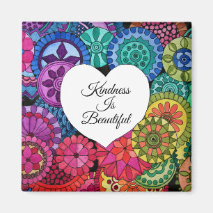 Watercolor Rainbow Mandala With Heart Magnet
