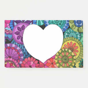 Watercolor Rainbow Mandala With Heart Post-it Notes